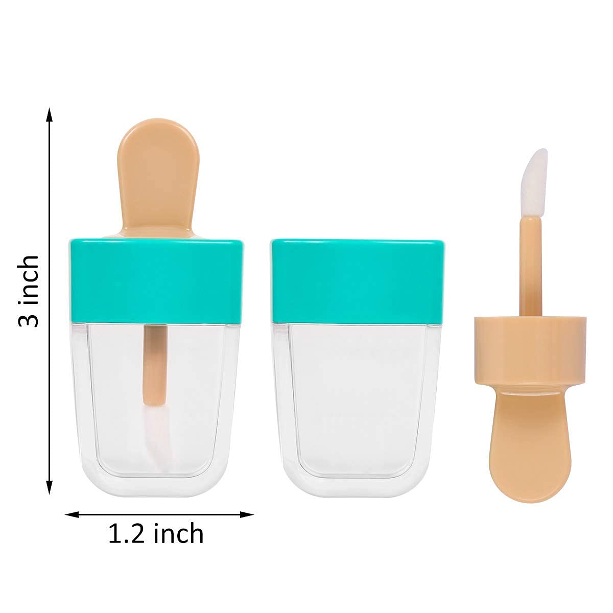 JOLLYSTYLE 15PCS Lip Gloss Tubes - Pink Green Blue Ice Cream Shape Lip Gloss Containers Empty - Refillable Clear Lipgloss/Lip Balm Containers Beauty & Personal Care JOLLYSTYLE