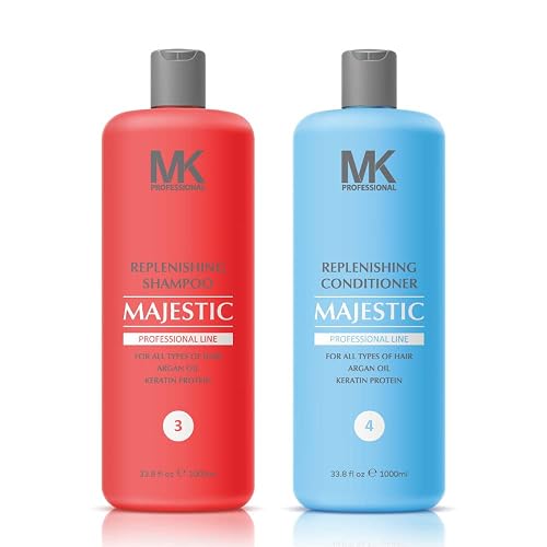 Majestic Keratin Replenishing Shampoo + Conditioner 33.8oz(1000ml) with Argan Oil Beauty & Personal Care MAJESTIC KERATIN
