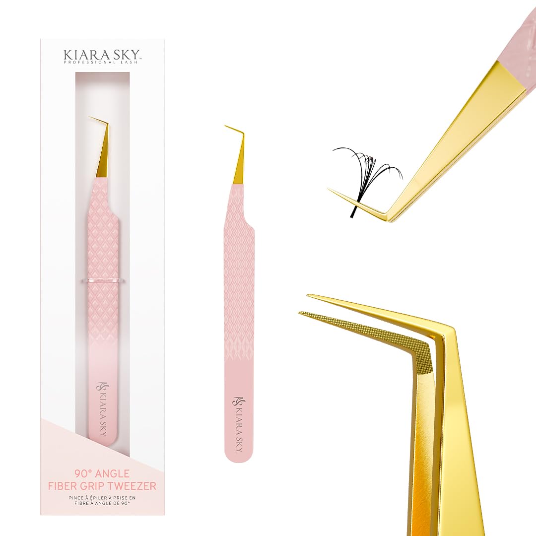 KIARA SKY LASH Tweezer for Eyelash Extensions - Precision Fiber Tip Grip - Volume, Mega Volume, and Lash Removal Fills - Comfortable Ergonomic Design Beauty and Personal Care KIARA SKY