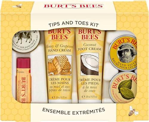 Burt's Bees Gifts Ideas - Tips and Toes Set, 6 Travel Size Products in Gift Box - 2 Hand Creams, Foot Cream, Cuticle, Hand Salve and Lip Balm Beauty & Personal Care Burt's Bees