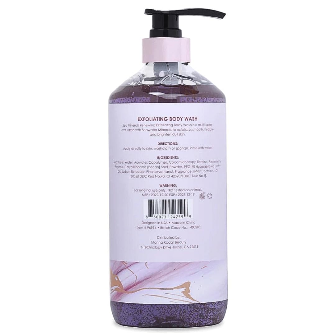 Manna Kadar Beauty Dead Sea Minerals Exfoliating Body Wash, Lavender Sage - Body Wash, Shower Gel, Moisturizing Scrub, Brighten Dull Skin, Gentle Beauty & Personal Care Manna Kadar
