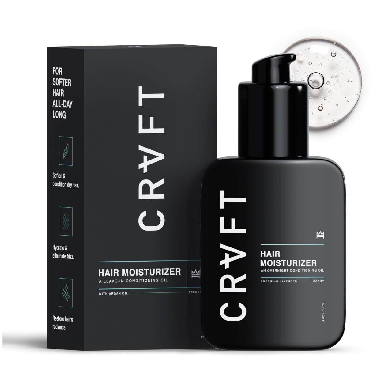 CRVFT Daily Leave in Conditioner For Men [OIL] | 30 Day Supply | Men's Hair Moisturizer | Hair Oil For Men | For Dry/Damaged Hair | Scented | (3oz) AM Beauty & Personal Care Hair Craft Co.