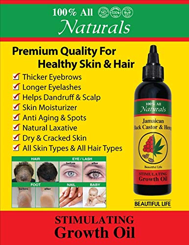 Beautiful Life Black Castor & Hemp Jamaican Black Castor Oil Infused with Hemp Seed Oil 4oz (2ea) Beauty & Personal Care Beautiful Life