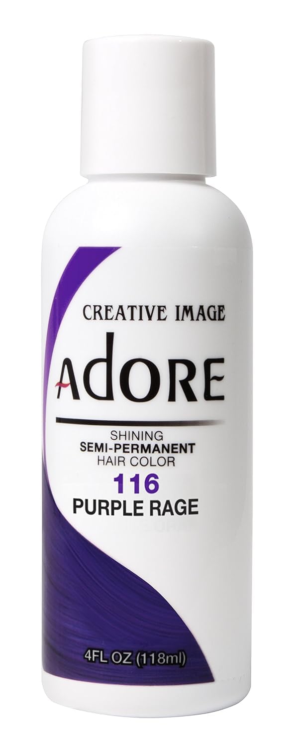 Adore Semi Permanent Hair Color (116 Purple Rage) | Vegan & Cruelty-Free Purple Hair Dye | No Ammonia, No Peroxide, No Alcohol | 4 Fl Oz Beauty & Personal Care Adore