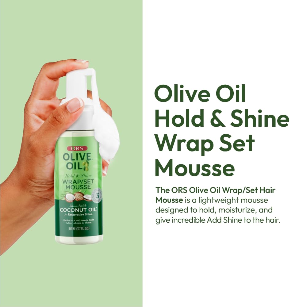 ORS Olive Oil Hold & Shine Wrap Set Mousse Infused with Coconut Oil 3.7 Ounces (Pack of 2) Beauty & Personal Care ORS