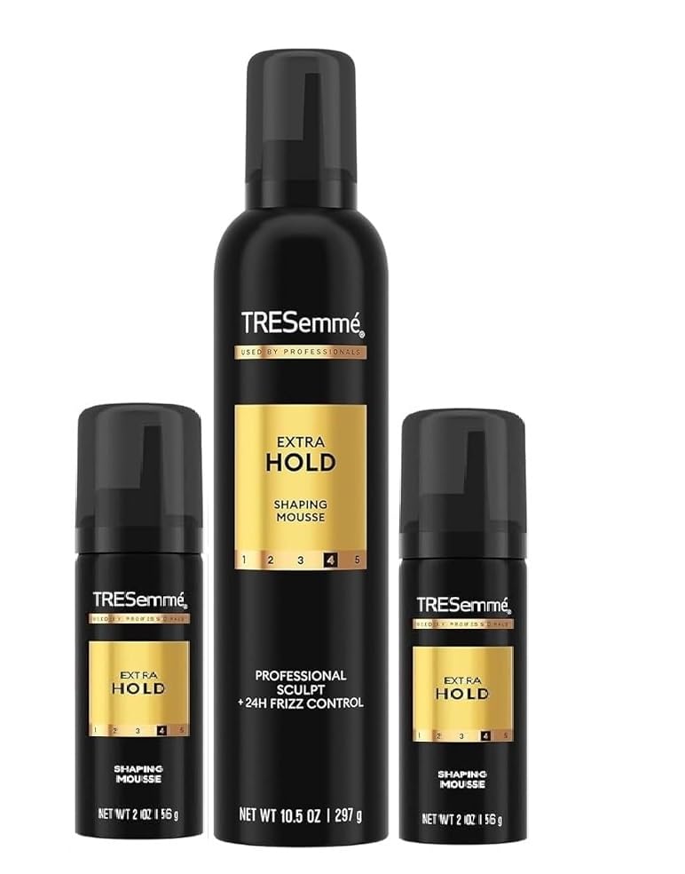 TRESemmé Extra Hold Volumizing Mousse Set - 24H Touchable Hold Hair Mousse for Volume & Sculpting - Includes Two Travel Size 2 oz Bottles + One Full Beauty & Personal Care TRESemmé