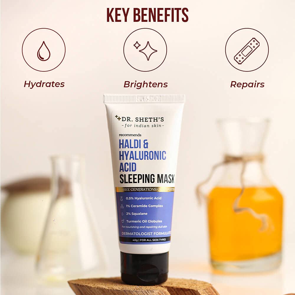 Dr. Sheth's Turmeric & Hyaluronic Acid Sleeping Gel Face Mask | Hydrates & Plumps skin | Soothes & Repairs Tired Skin | Anti Dullness Sleep Mask | Beauty & Personal Care Dr. Sheth's