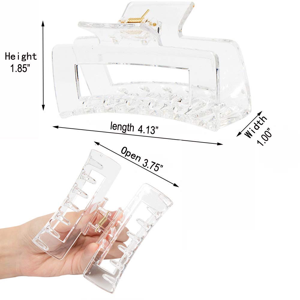 Kitiin Clear Claw Clips for Thick/Fine/Thin Hair, Strong Holding Large Jaw Polycarbonate Clips for Women (3 pcs) Beauty & Personal Care Kitiin