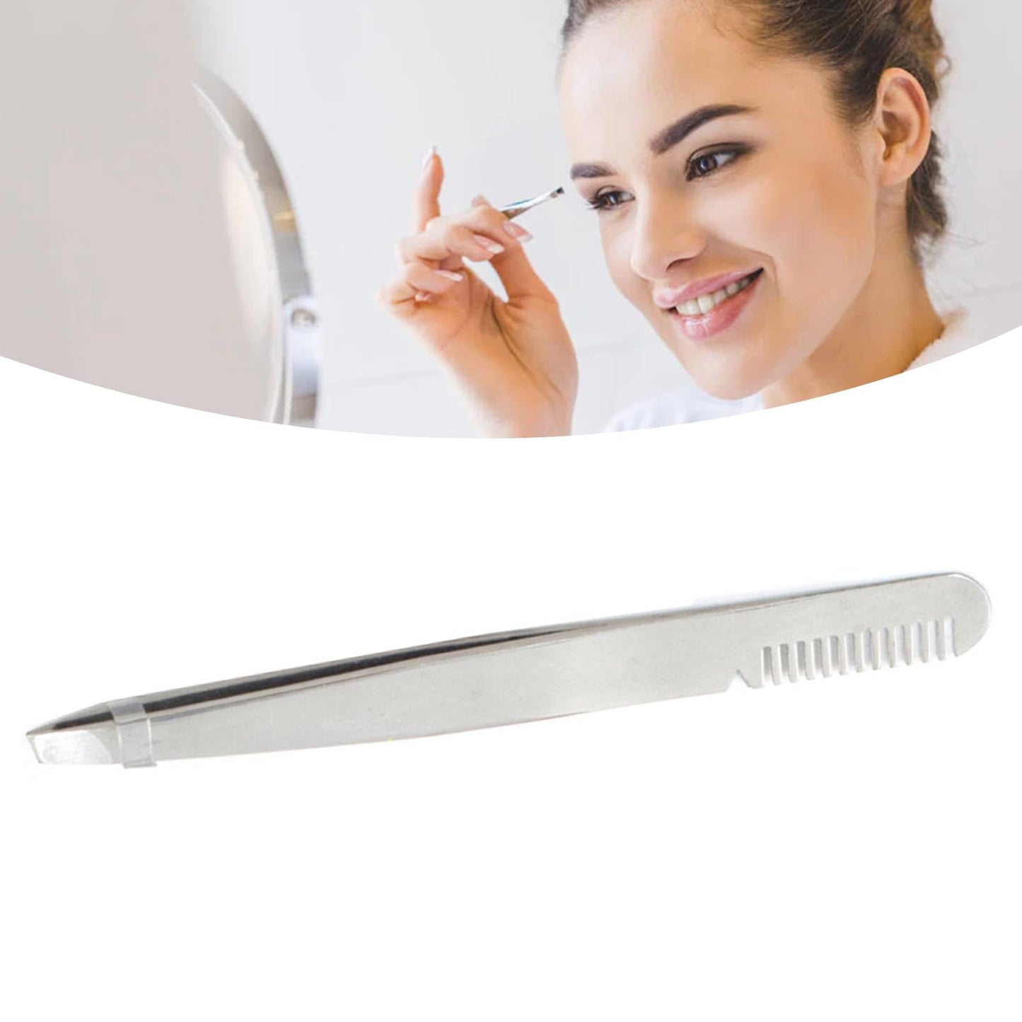 Eyebrow Tweezers with Comb, Stainless Steel Tweezers Comb, Ergonomic Design Makeup Grooming Tool for Eyebrows or Hair, Accurate Clipping, Beauty and Personal Care Dioche
