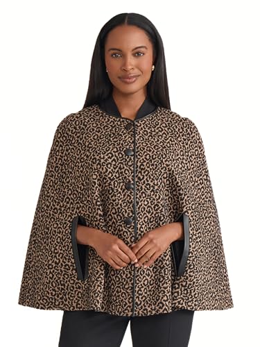 Kasper Women's Animal Print Snap-Front Cape Beauty & Personal Care Kasper
