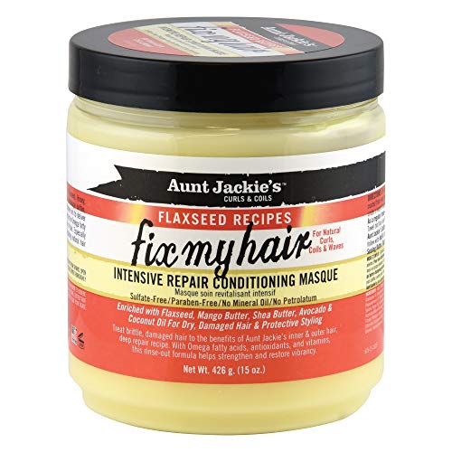 Aunt Jackie's Flaxseed Recipes Fix My Hair, Intensive Repair Conditioning Masque, Helps Prevent and Repair Damaged Hair, 15 Ounce jar Beauty & Personal Care Aunt Jackie's