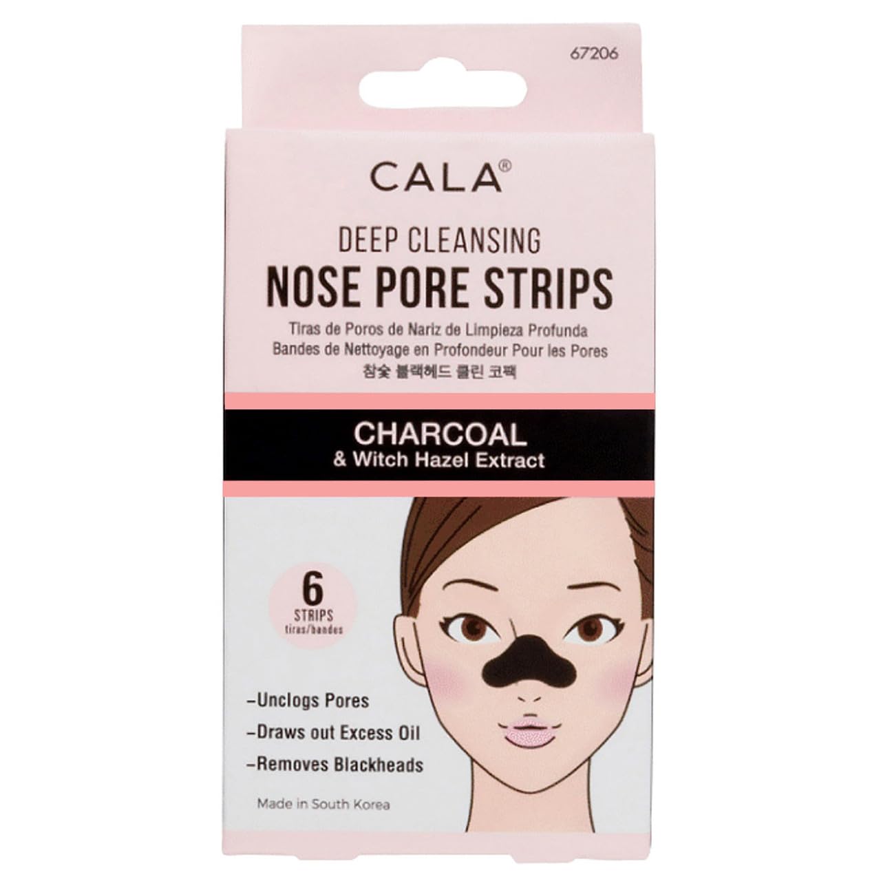 CALA Charcoal Nose Pore Strips with Witch Hazel Extract, Deep Cleansing Blackhead Remover Nose Strips, Purifying Detoxifying Pore Care, 6 Strips Beauty & Personal Care Cala