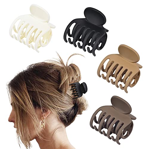 DEEKA Double Row Teeth Hair Clips Small Claw Clips for Thin Hair 4 Pack 1.6" Medium Matte Non-slip Short Hair Accessories for Women and Girls Beauty and Personal Care DEEKA Default Title