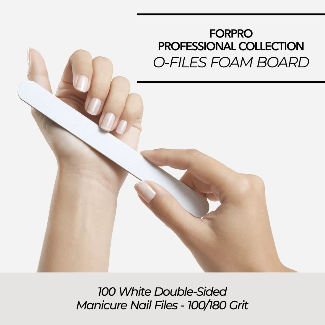 ForPro Professional Collection O-Files Foam Board, Double-Sided Manicure Nail File, 100/180 Grit, Individually-Wrapped, 6" L x .75" W, White Beauty & Personal Care ForPro Professional Collection