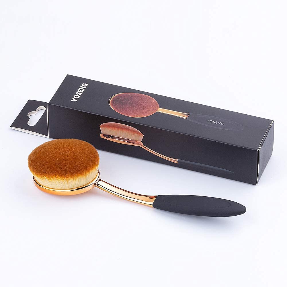 Large Rose Gold Foundation contour Round Toothbrush Oval Makeup Brushes 4pcs Beauty & Personal Care Yoseng
