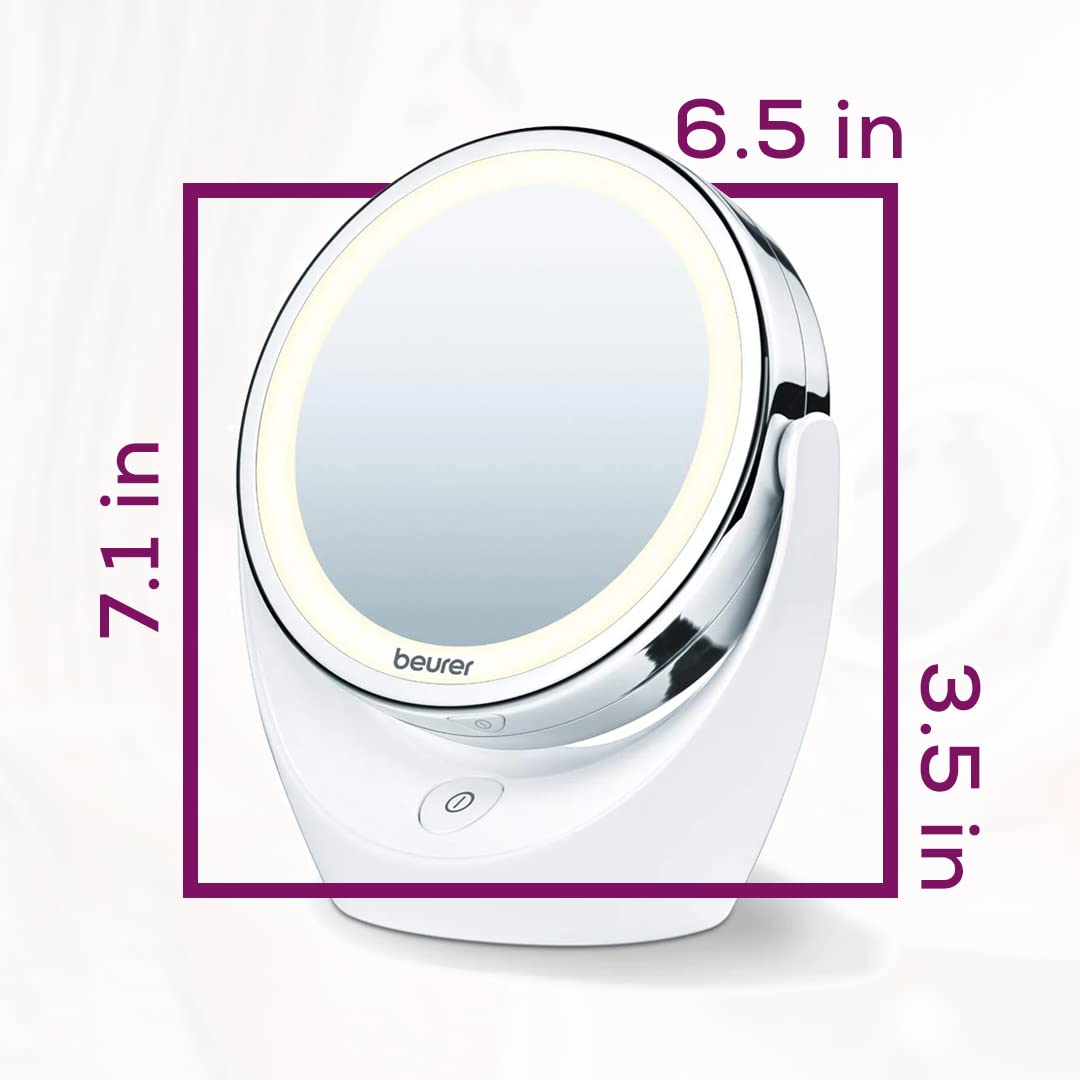 Beurer 5x Magnifying Double-Sided Cosmetic Vanity Makeup Mirror Illuminated | LED Lights | 360° Degree Swivel Rotation| Cordless | BS49 Beauty & Personal Care Beurer