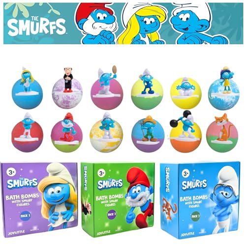 The Smurfs Bath Bombs with Action Figures-Smurfette, Baby Smurf, Hefty Smurf, and Vanity Smurf (Pack 1) Beauty and Personal Care Joylittle