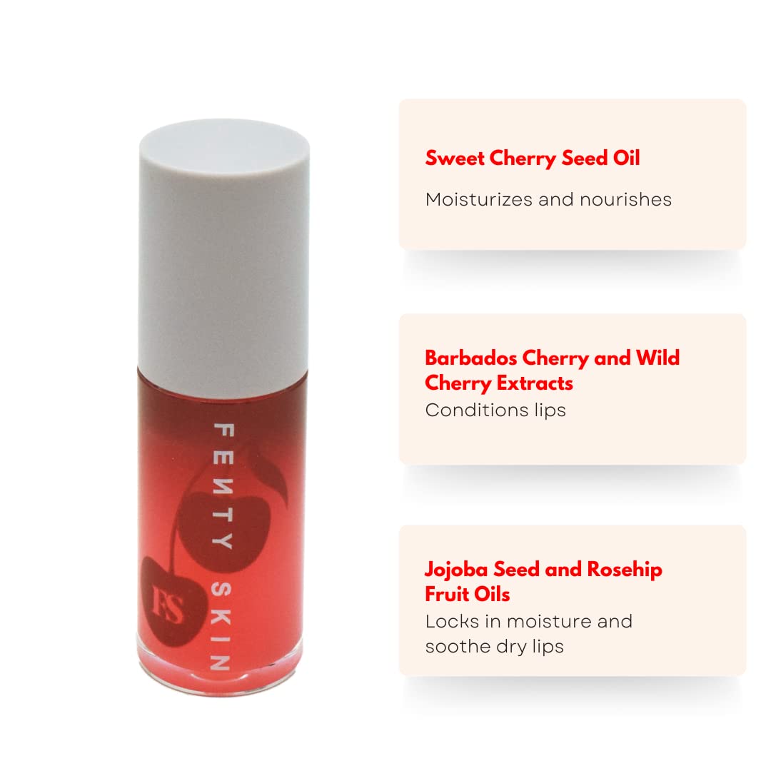 Fenty Skin Cherry Treat Conditioning + Strengthening Lip Oil Cream White 0.19 Ounce (Pack of 1) Beauty & Personal Care Fenty Skin