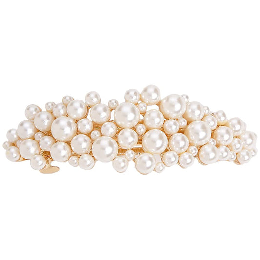 Yusier Large Pearl Hair Accessories Metal Vintage Hair Barrettes French Double Clasp Barrettes Decorative Hair Clasps Accessories for Women Girls Beauty & Personal Care Yusier