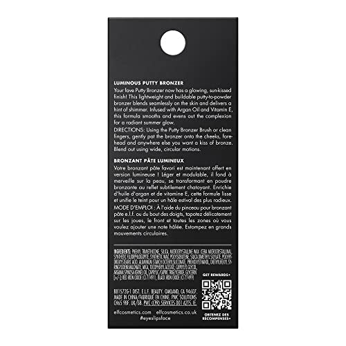 e.l.f. Luminous Putty Bronzer, Lightweight Putty-to-Powder Bronzer For A Radiant, Glowing Finish, Highly Pigmented, Vegan , Get Glowing Beauty & Personal Care e.l.f.
