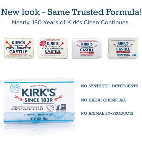 Kirk's Original Coco Castile Bar Soap Fragrance Free 4 Ounces (8 Pack) Beauty & Personal Care Kirk's