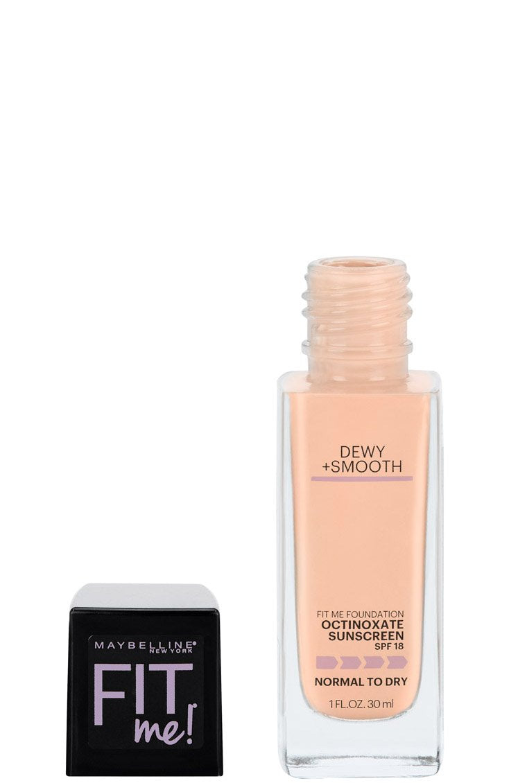 Maybelline New York Fit Me Dewy + Smooth Foundation Makeup, Ivory, 2 Count