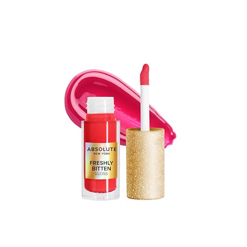 Absolute New York Freshly Bitten Gloss, Non Sticky, Weightless Lip Gloss with Jojoba Oil (Bare Touch Vivid Red, .8 Oz) Beauty & Personal Care Absolute New York