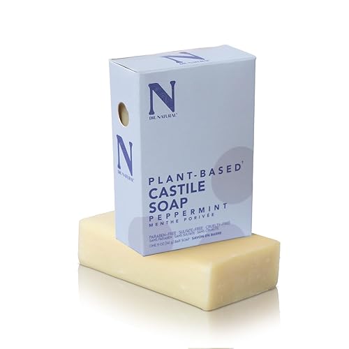 Dr. Natural Castile Bar Soap - Multipurpose Soap Bar with Anti-Acne Properties - For Face, Body, Hair - Sensitive Skin Body Wash - Peppermint - 5 oz.. Beauty & Personal Care Dr. Natural