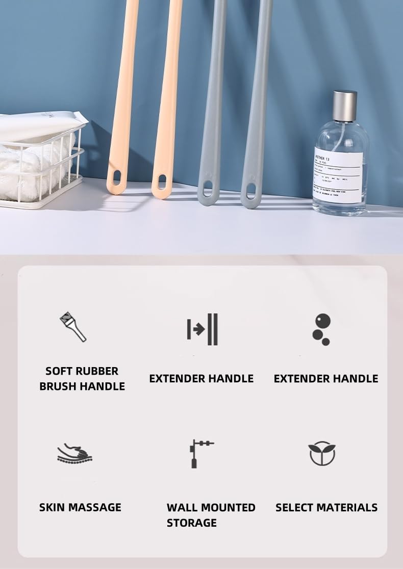 RLRY Toe Cleaning Brush, Foot Scrubber with 15.7" Long Handle Silicone Foot Brush Soft Skin Exfoliation Lotion Applicator for Foot Seniors,Elderly Beauty and Personal Care RLRY