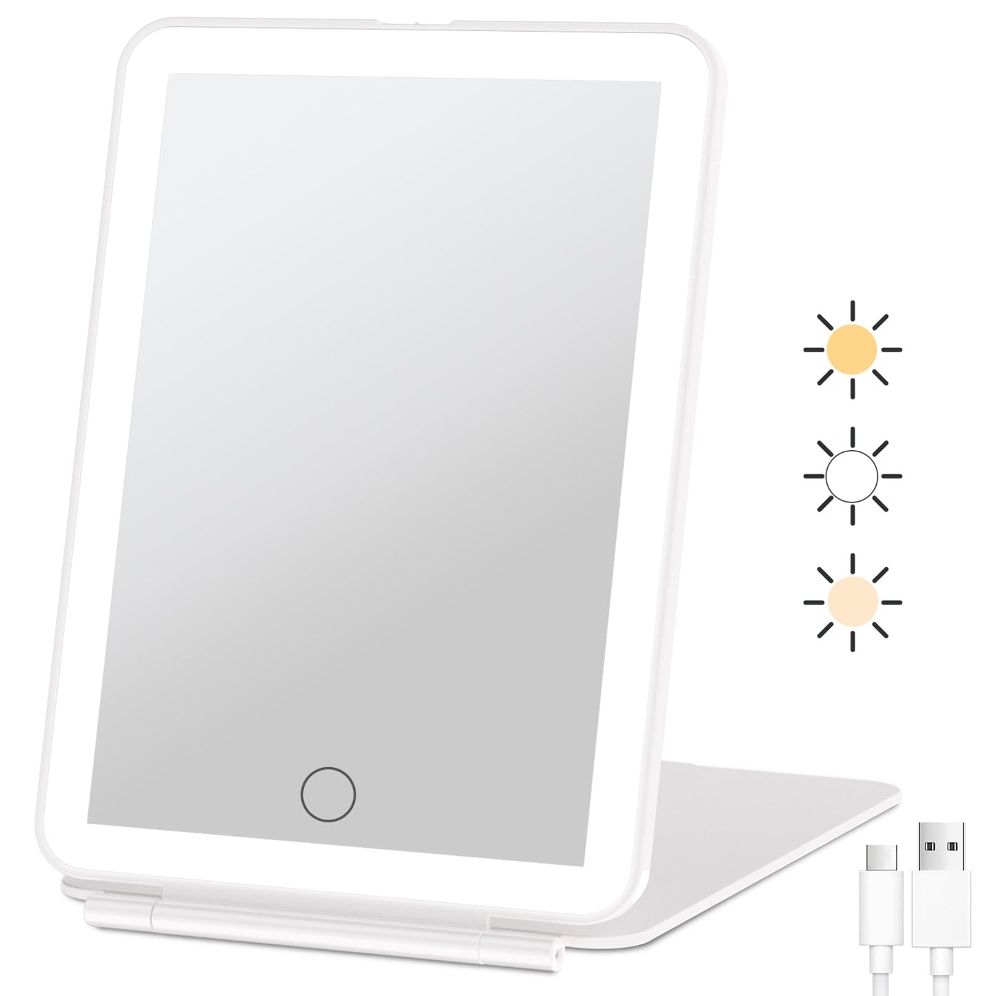 FUNTOUCH Rechargeable Travel Makeup Mirror with 72 Led Lights, Portable Lighted Beauty Mirror, 3 Color Lighting, Dimmable Touch Screen, Tabletop LED Beauty & Personal Care FUNTOUCH