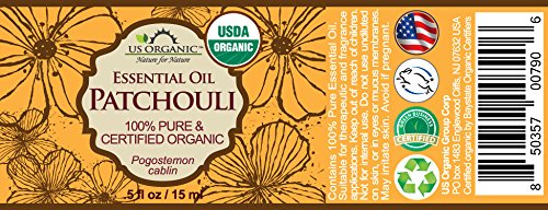 US Organic 100% Pure Patchouli Essential Oil - USDA Certified Organic, Steam Distilled - W/Euro droppers (More Size Variations Available) (15 ml / .5 Beauty & Personal Care US Organic