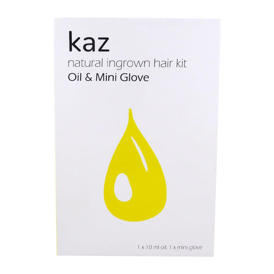 Waxness Kaz Natural Ingrown Hair Care Kit with Intimate Hair & Skin Oil 1 fl oz (30 ml) & Exfoliating Mini Glove - Professional Skin Care Beauty and Personal Care Waxness