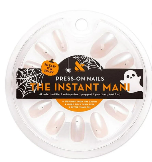 Olive & June Instant Mani Medium Oval Press-On Nails, Iridescent Ghosts, 42 Pieces