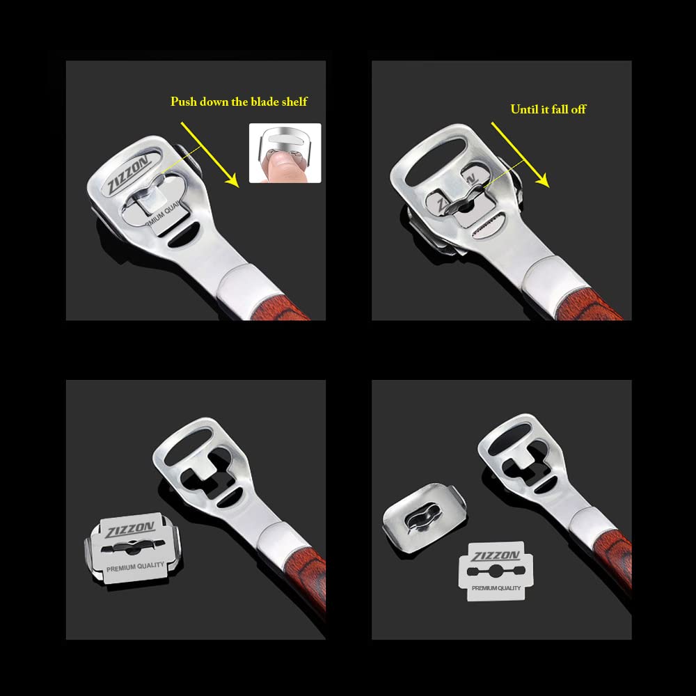 ZIZZON Foot Care Pedicure Callus Shaver Hard Skin Remover Wood Handle 10 Blades ZIZZON Beauty & Personal Care ZIZZON