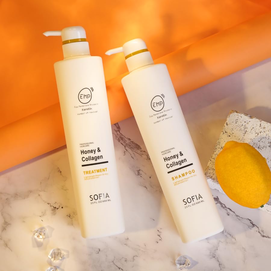 ODE SOFIA Honey & Collagen Shampoo and conditioner, for normal to dry hair, women, men and teens, 23Fl OZ, 680ml (set of Shampoo and conditioner) Beauty & Personal Care SOFIA BY ODE
