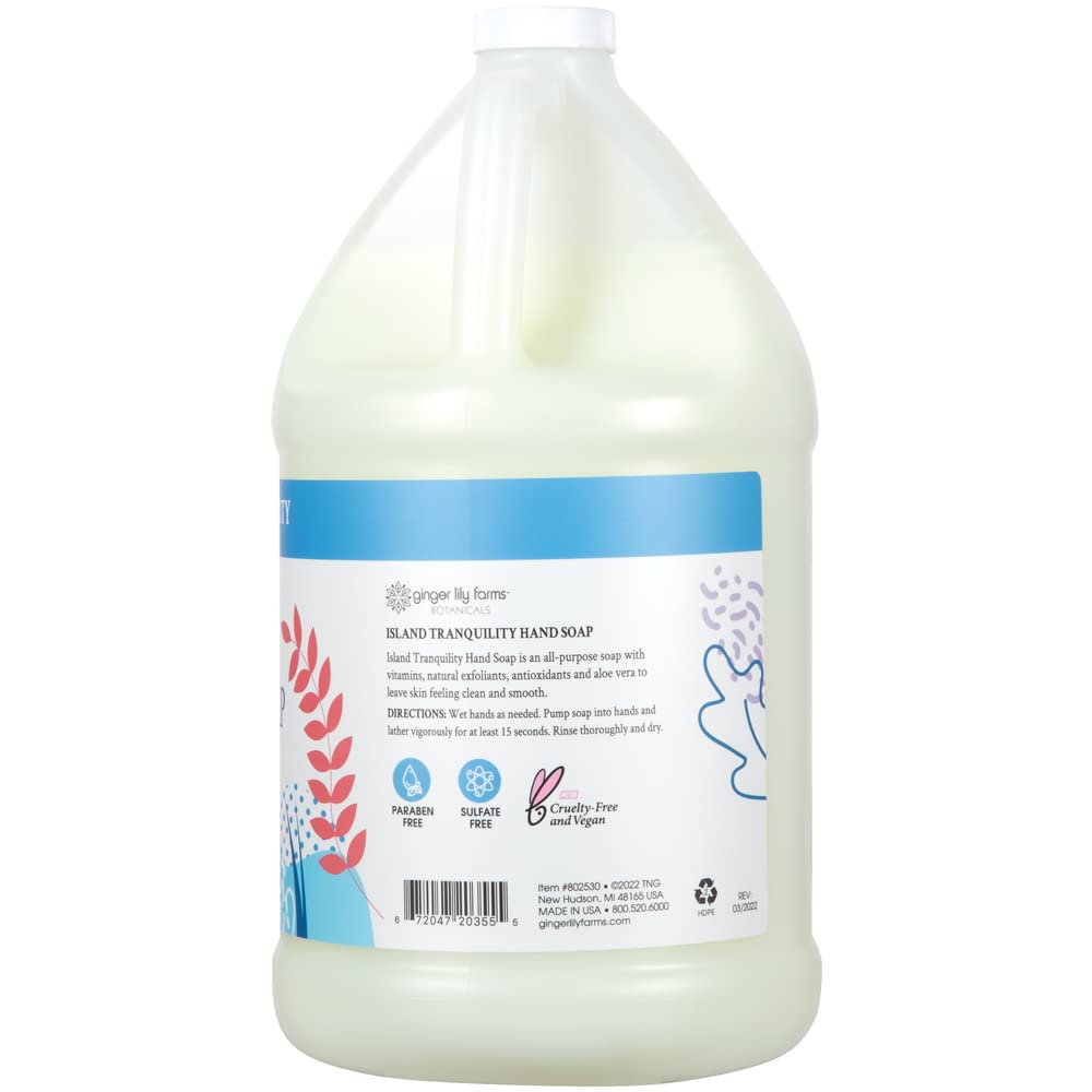 Ginger Lily Farms Botanicals All-Purpose Liquid Hand Soap Refill, Island Tranquility, 100% Vegan & Cruelty-Free, Green Tea Lemongrass Scent, 1 Gallon Beauty & Personal Care Ginger Lily Farms