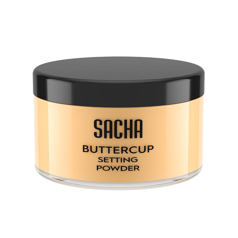Sacha Buttercup Setting Powder - Medium to Deep Skin Tones Translucent Loose Face Powder, Flashback-Resistant, Oil Control, Long-Wear Matte Finish