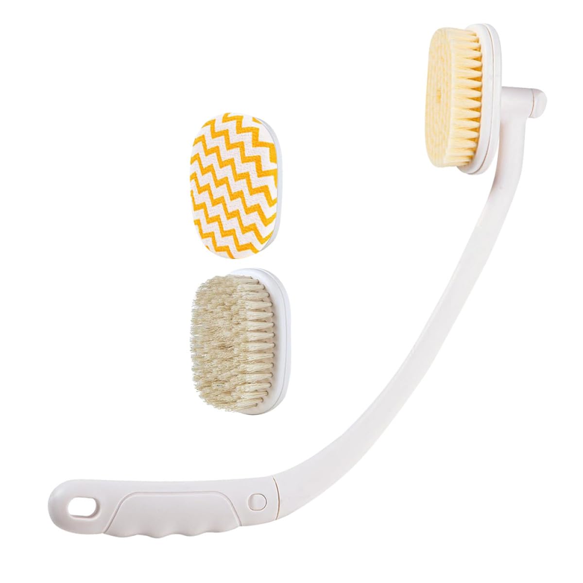 Baluue Long Handle Bath Massage Brush Set with 3 Replacement Heads, Back Scrubber Body Exfoliator for Elderly, Anti-Slip Shower Brush for Bathing Beauty and Personal Care Baluue