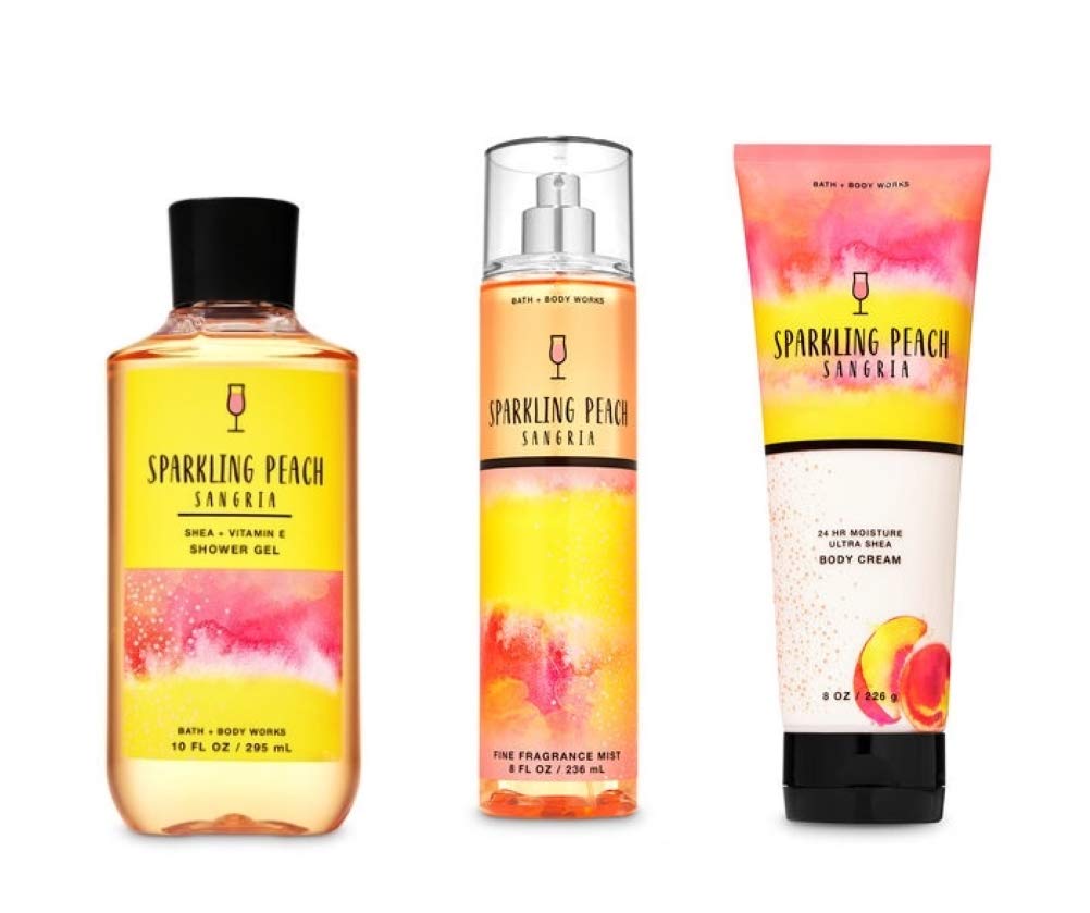 Bath and Body Works - Sparkling Peach Sangria - 3 pc Bundle - Shower Gel, Fine Fragrance Mist and Ultra Shea Body Cream - (2020) Beauty & Personal Care Bath & Body Works