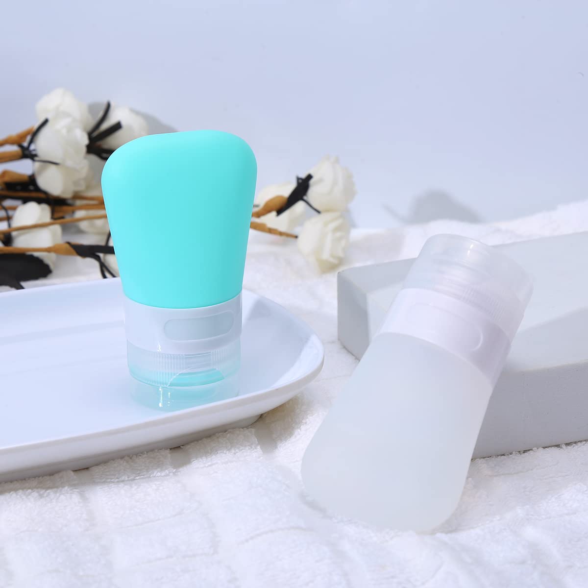 2 Pcs Silicone Travel Bottles,1.3oz Leak Proof Refillable Squeeze Containers with Transparent Carry Bag,Small Empty Travel Size Bottles Beauty & Personal Care LUFEVRM