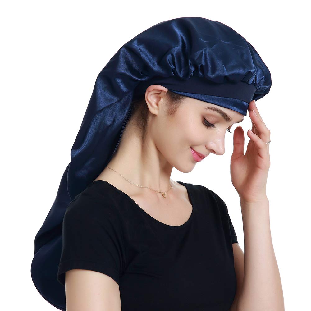 Braid Bonnet Satin Headscarf Hair Wrap for Sleeping Navy Beauty and Personal Care Alnorm