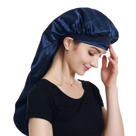 Braid Bonnet Satin Headscarf Hair Wrap for Sleeping Navy Beauty and Personal Care Alnorm