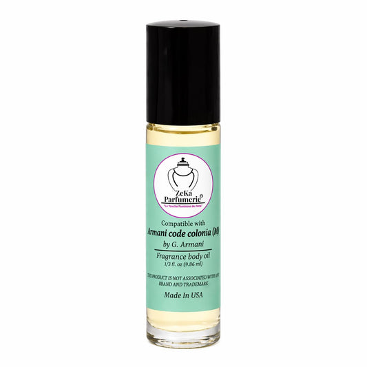 ZEKA PARFUMERIE Compare to Aroma Compatible with Armani Code Colonia for Men Fragrance Body oil on 1/3 oz (9.86ml) size Roll-On Botlle Beauty & Personal Care ZEKA PARFUMERIE