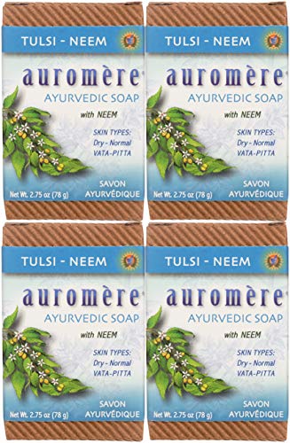 Auromere Ayurvedic Bar Soap, Tulsi Neem - Eco Friendly, Handmade, Vegan, Cruelty Free, Natural, Non GMO (2.75 oz), 4 pack Beauty & Personal Care Auromere