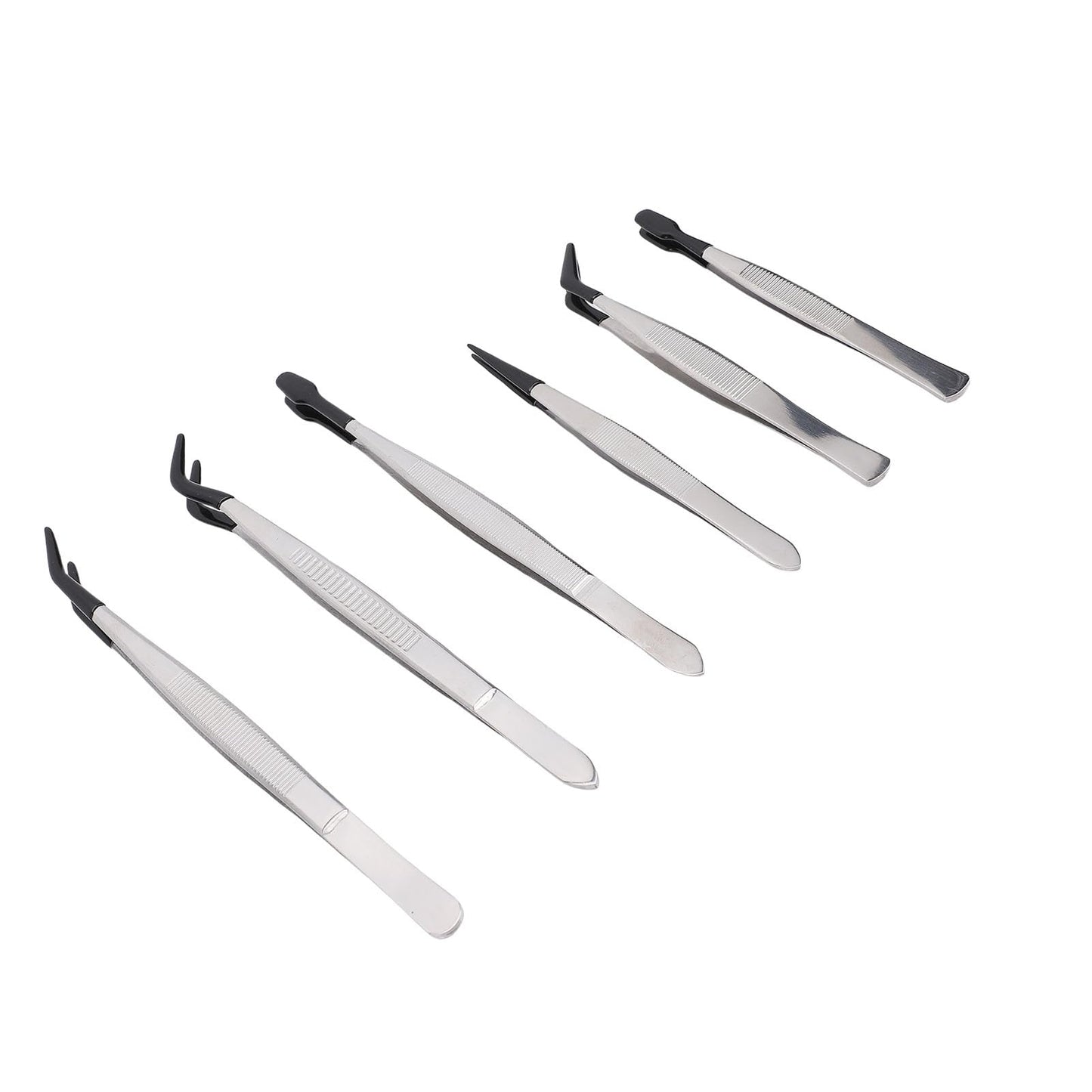Pongnas 6Pcs Stainless Steel Tweezers Set, Multifunctional False Eyelash Tweezers with Stamp Clips Function for Makeup Application and Stamp Beauty and Personal Care Pongnas