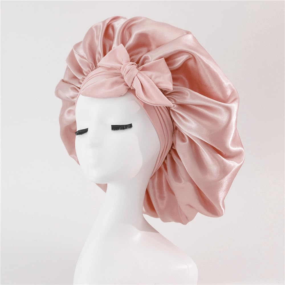 Hair Want Large Stain Sleep Bonnet for Women Adjustable Hair Bonnet with Elastic Tie Band for Braids Hair Sleeping Cap Scarf for Hair Care Satin Hair Beauty and Personal Care Hair Want