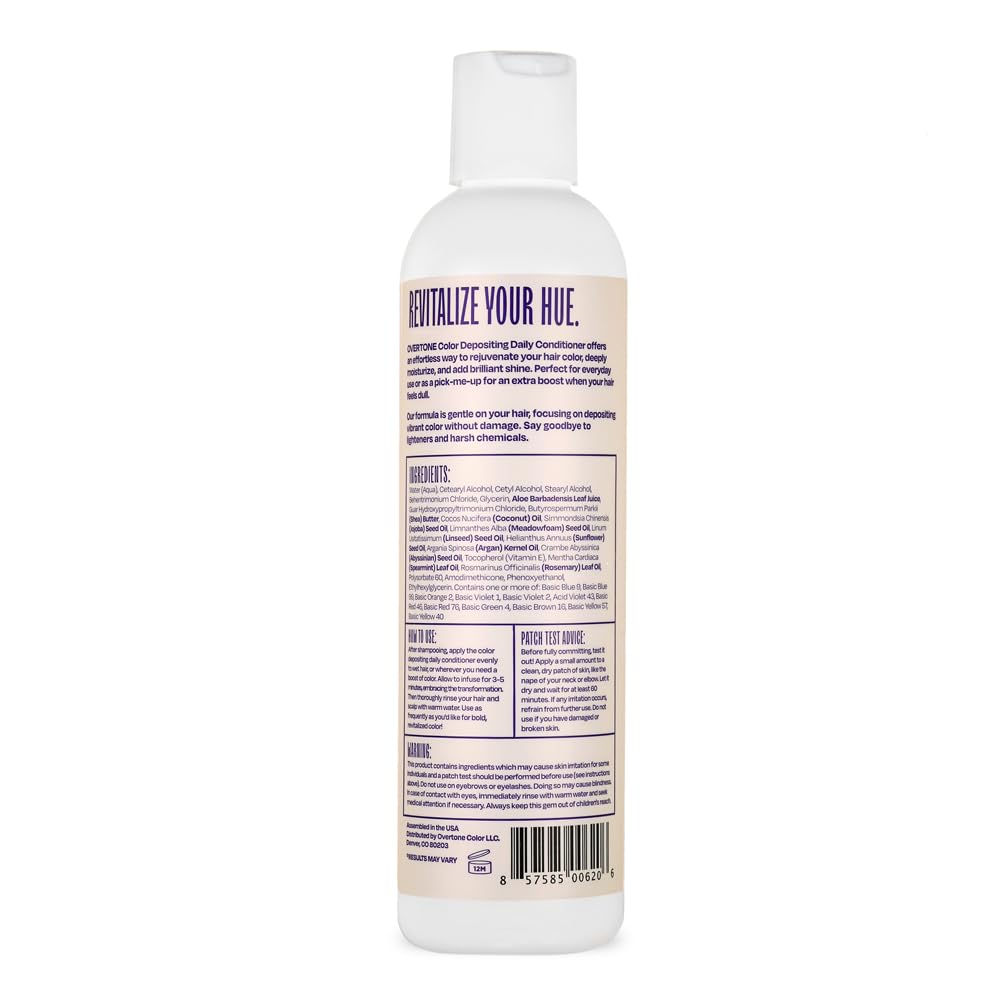 Overtone Daily Color Depositing Conditioner: 8oz Temporary Coloring Conditioner with Shea Butter & Coconut Oil, Refresh Color & Prevent Fading, Vegan Beauty & Personal Care oVertone