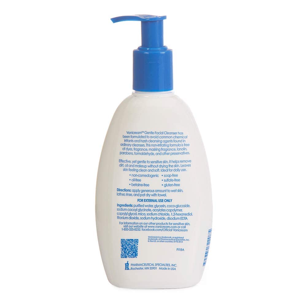 Vanicream Gentle Facial Cleanser for sensitive skin with pump dispenser - dye free, fragrance free, preservative free - oil free and non comedogenic Beauty & Personal Care Vanicream