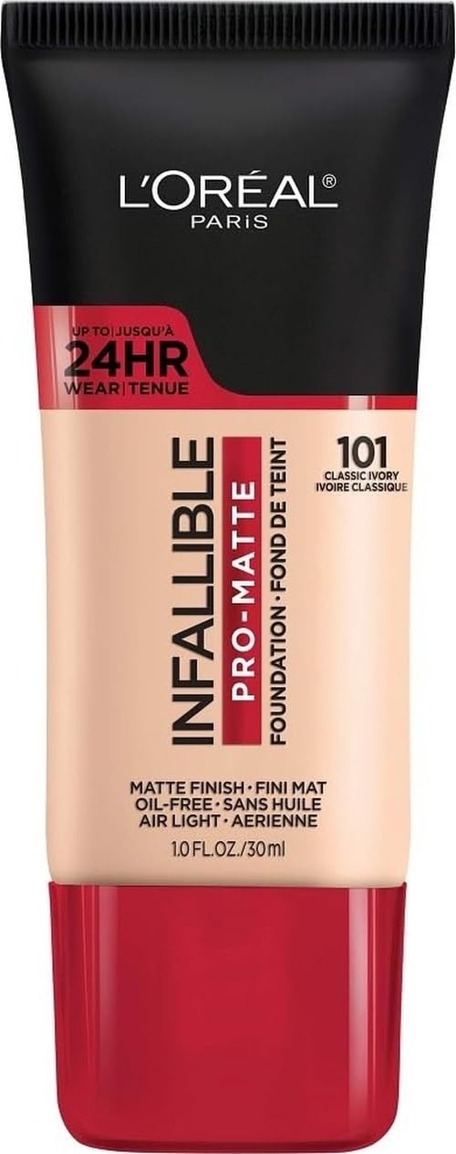 L'Oreal Paris Cosmetics Makeup Infallible Pro-Matte Liquid Longwear Foundation, Classic Ivory, 1 fl oz