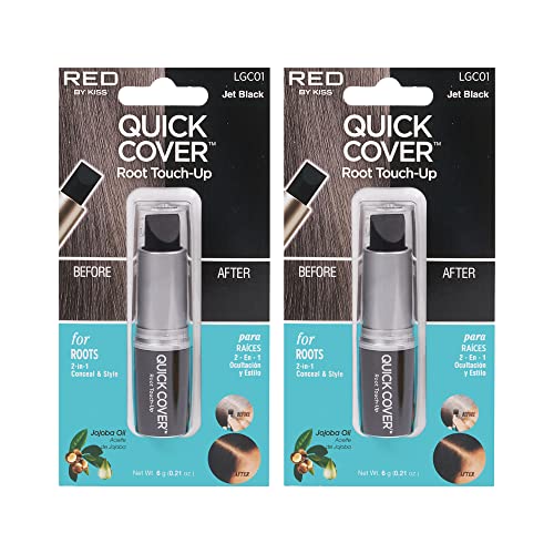 RED by Kiss Quick Cover Root Touch Up Stick, Water-Resistant Temporary Gray Hair Concealer with Brush for Roots and Beard, Long-Lasting Coverage, Easy Beauty & Personal Care Red by Kiss